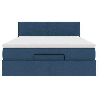 vidaXL Ottoman-Bett mit Matratze Blau 140x190 cm Stoff