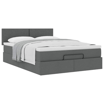 vidaXL Ottoman-Bett mit Matratze Dunkelgrau 140x200 cm Stoff