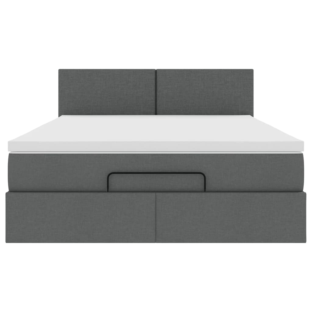 vidaXL Ottoman-Bett mit Matratze Dunkelgrau 140x200 cm Stoff