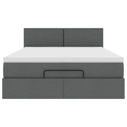 vidaXL Ottoman-Bett mit Matratze Dunkelgrau 140x200 cm Stoff