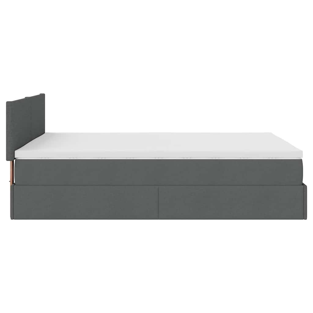 vidaXL Ottoman-Bett mit Matratze Dunkelgrau 140x200 cm Stoff