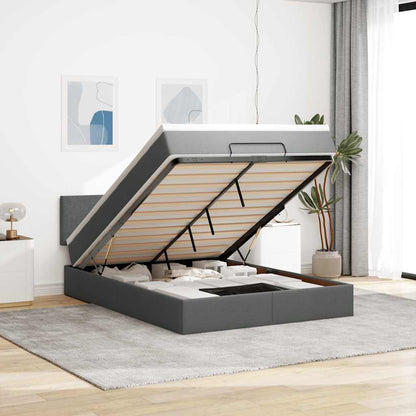 vidaXL Ottoman-Bett mit Matratze Dunkelgrau 140x200 cm Stoff