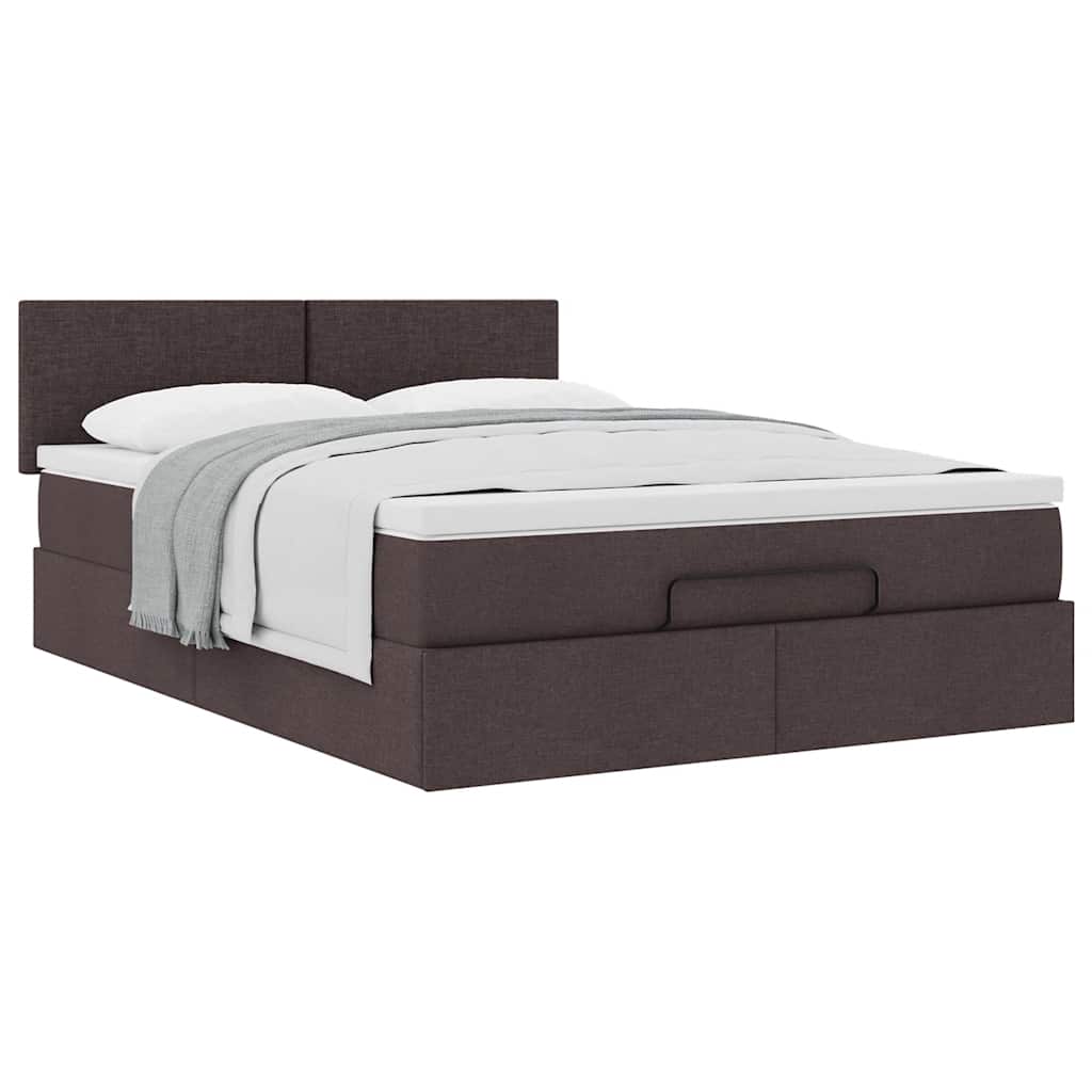 vidaXL Ottoman-Bett mit Matratze Dunkelbraun 140x200 cm Stoff