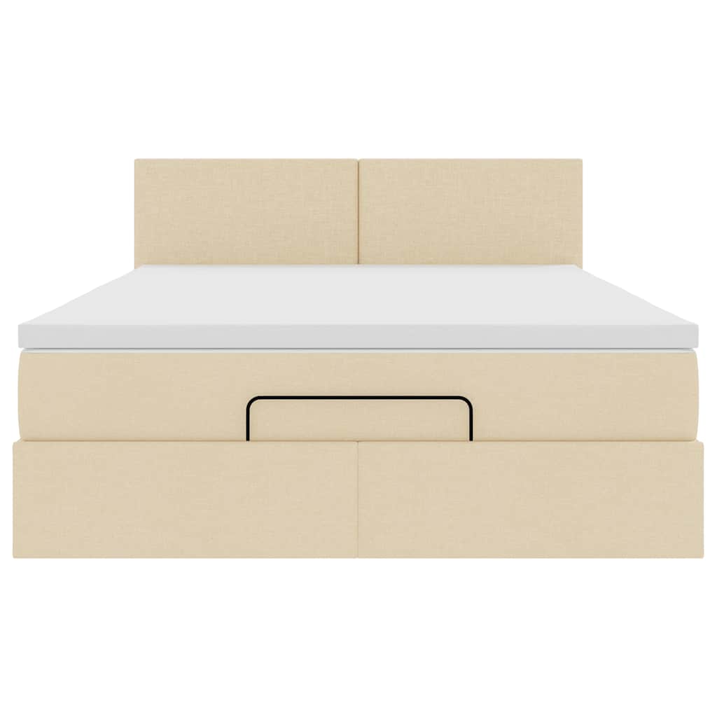 vidaXL Ottoman-Bett mit Matratze Creme 140x200 cm Stoff
