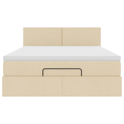 vidaXL Ottoman-Bett mit Matratze Creme 140x200 cm Stoff