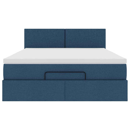 vidaXL Ottoman-Bett mit Matratze Blau 140x200 cm Stoff