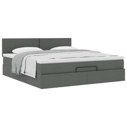 vidaXL Ottoman-Bett mit Matratze Dunkelgrau 160x200 cm Stoff