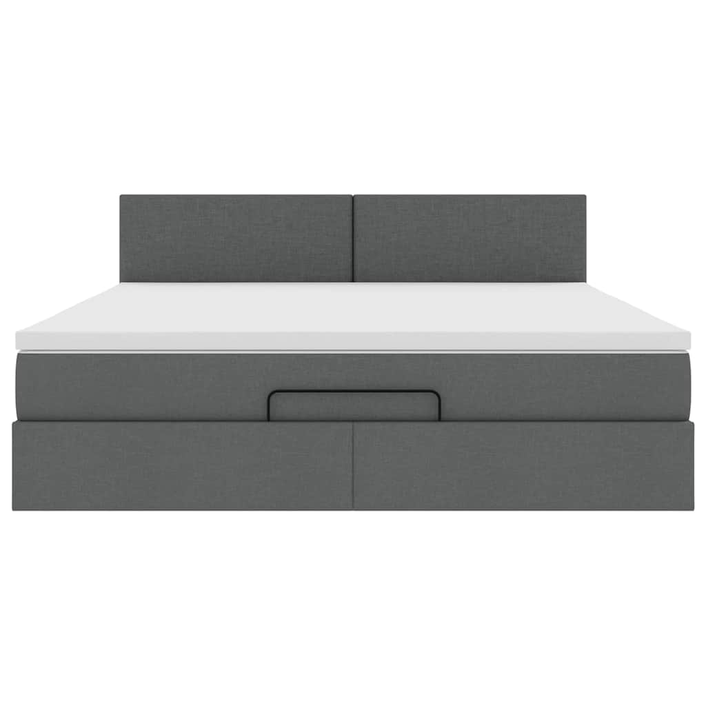 vidaXL Ottoman-Bett mit Matratze Dunkelgrau 160x200 cm Stoff