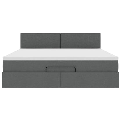 vidaXL Ottoman-Bett mit Matratze Dunkelgrau 160x200 cm Stoff