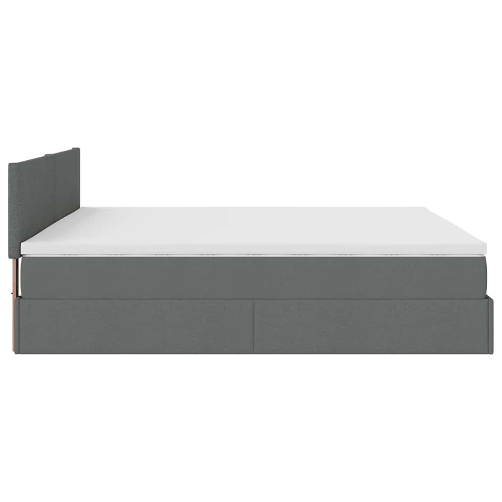 vidaXL Ottoman-Bett mit Matratze Dunkelgrau 160x200 cm Stoff