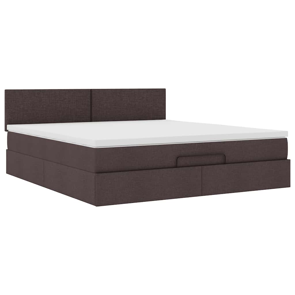 vidaXL Ottoman-Bett mit Matratze Dunkelbraun 160x200 cm Stoff