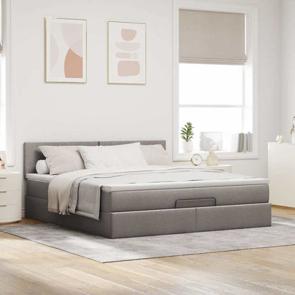 vidaXL Ottoman-Bett mit Matratze Taupe 160x200 cm Stoff