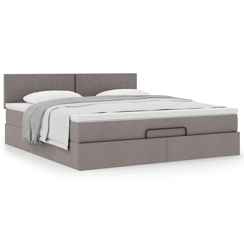 vidaXL Ottoman-Bett mit Matratze Taupe 160x200 cm Stoff