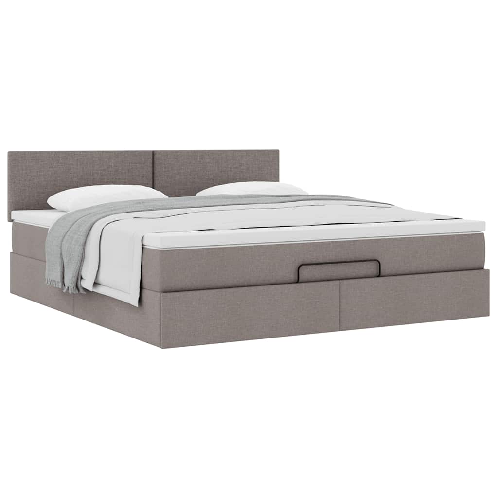 vidaXL Ottoman-Bett mit Matratze Taupe 160x200 cm Stoff