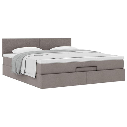 vidaXL Ottoman-Bett mit Matratze Taupe 160x200 cm Stoff