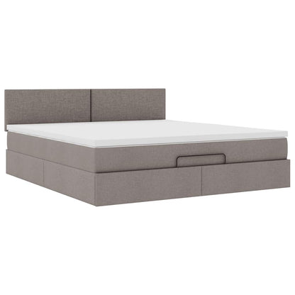 vidaXL Ottoman-Bett mit Matratze Taupe 160x200 cm Stoff