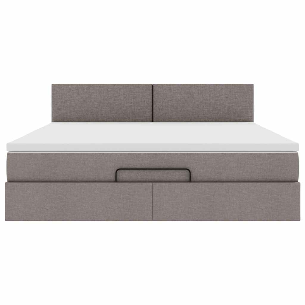vidaXL Ottoman-Bett mit Matratze Taupe 160x200 cm Stoff