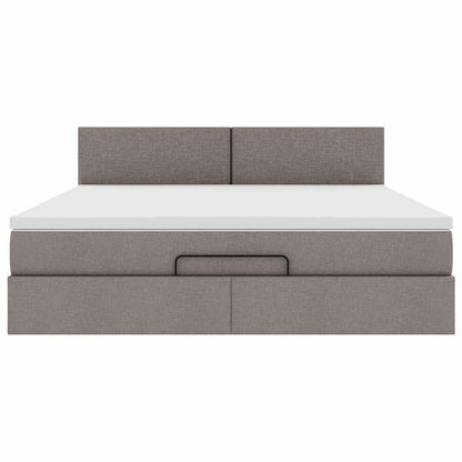 vidaXL Ottoman-Bett mit Matratze Taupe 160x200 cm Stoff