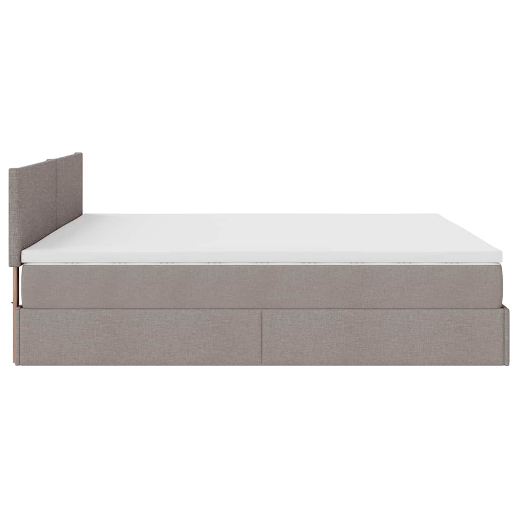 vidaXL Ottoman-Bett mit Matratze Taupe 160x200 cm Stoff