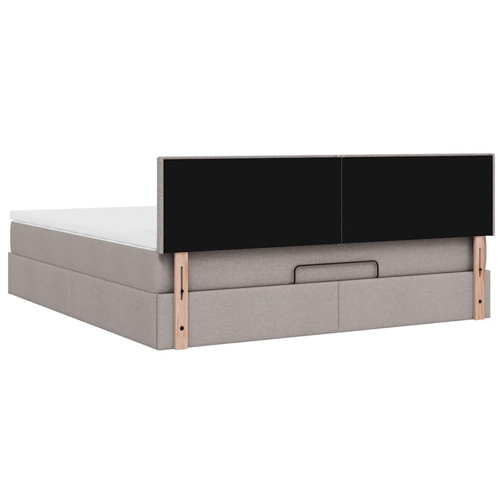 vidaXL Ottoman-Bett mit Matratze Taupe 160x200 cm Stoff