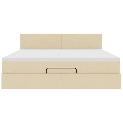 Ottoman-Bett mit Matratze Creme 160x200 cm Stoff