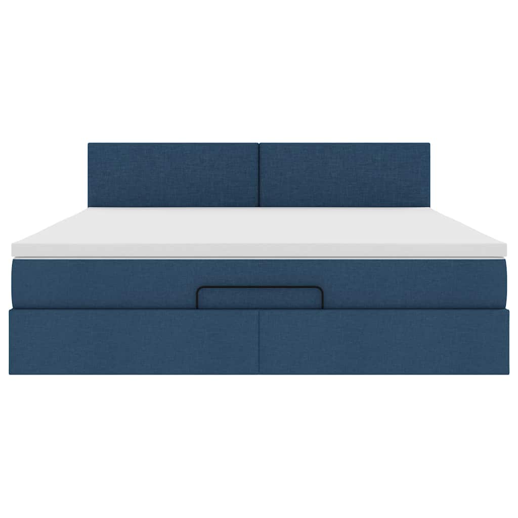 vidaXL Ottoman-Bett mit Matratze Blau 160x200 cm Stoff