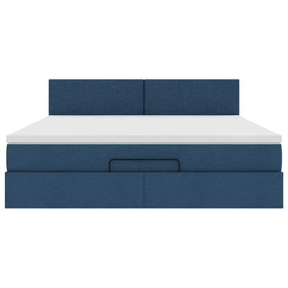 vidaXL Ottoman-Bett mit Matratze Blau 160x200 cm Stoff
