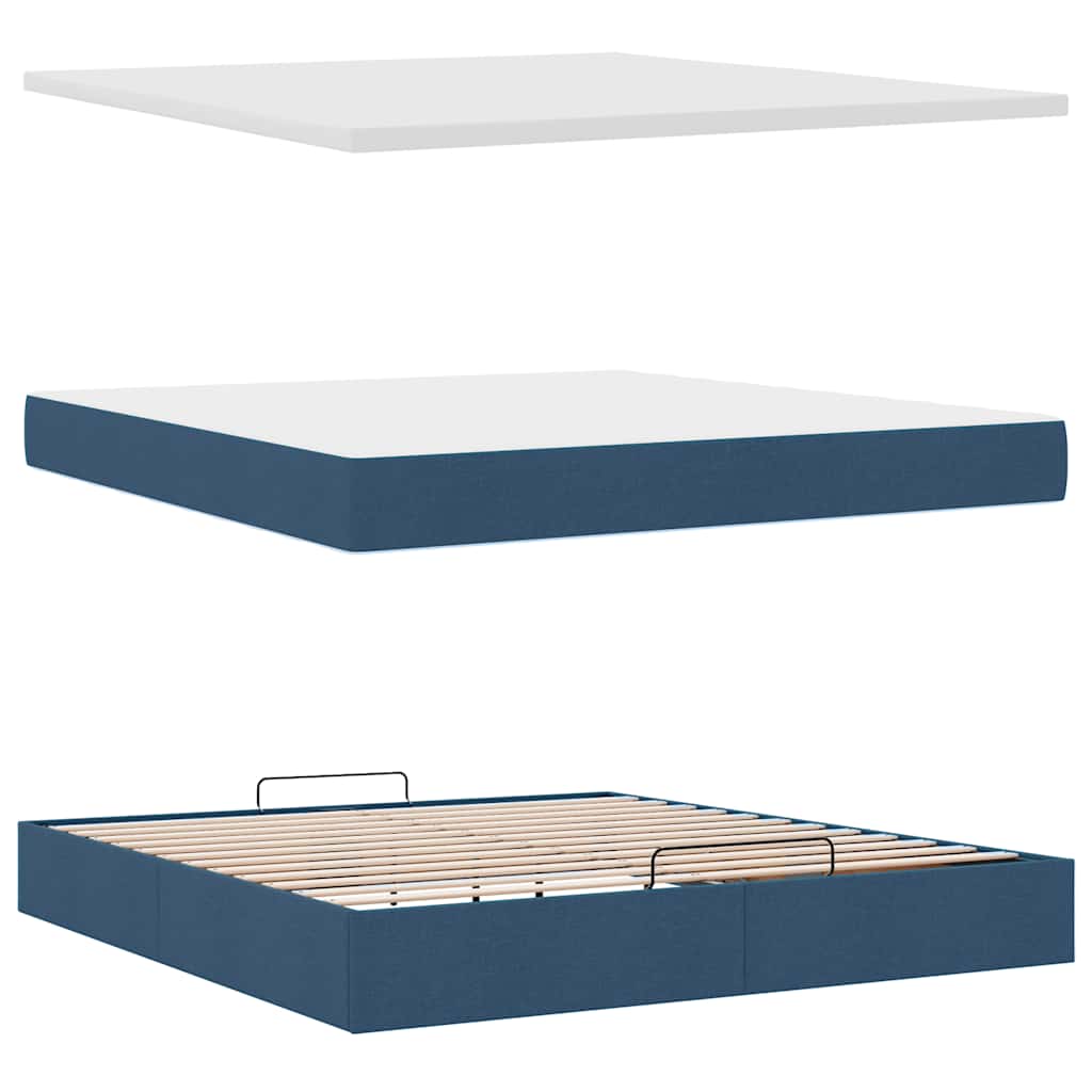 vidaXL Ottoman-Bett mit Matratze Blau 160x200 cm Stoff