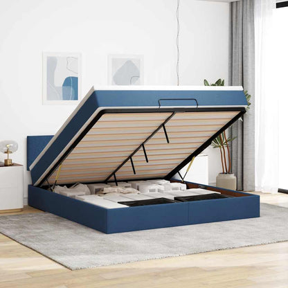 vidaXL Ottoman-Bett mit Matratze Blau 160x200 cm Stoff