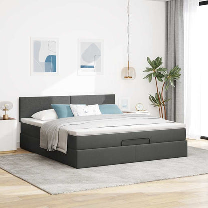 vidaXL Ottoman-Bett mit Matratze Dunkelgrau 180x200 cm Stoff