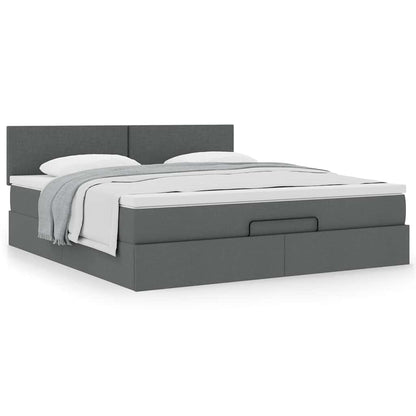 vidaXL Ottoman-Bett mit Matratze Dunkelgrau 180x200 cm Stoff
