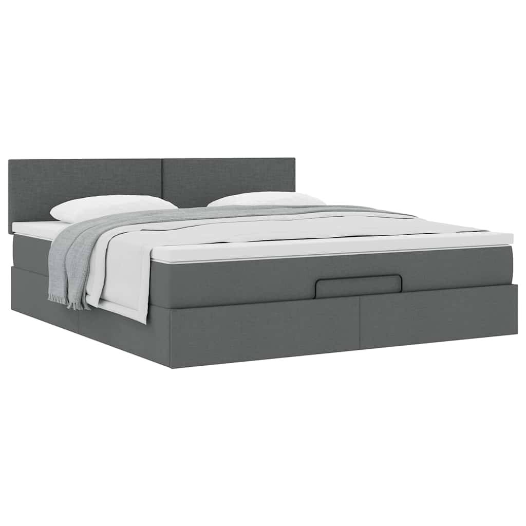 vidaXL Ottoman-Bett mit Matratze Dunkelgrau 180x200 cm Stoff