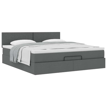 vidaXL Ottoman-Bett mit Matratze Dunkelgrau 180x200 cm Stoff