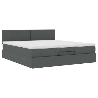vidaXL Ottoman-Bett mit Matratze Dunkelgrau 180x200 cm Stoff