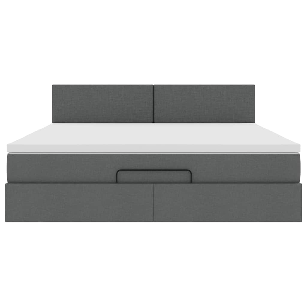 vidaXL Ottoman-Bett mit Matratze Dunkelgrau 180x200 cm Stoff