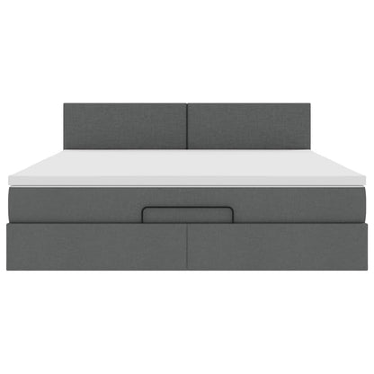 vidaXL Ottoman-Bett mit Matratze Dunkelgrau 180x200 cm Stoff
