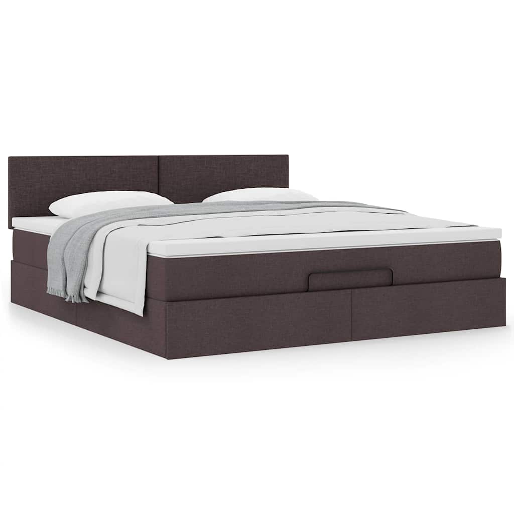 vidaXL Ottoman-Bett mit Matratze Dunkelbraun 180x200 cm Stoff