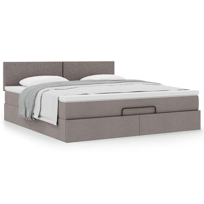 vidaXL Ottoman-Bett mit Matratze Taupe 180x200 cm Stoff