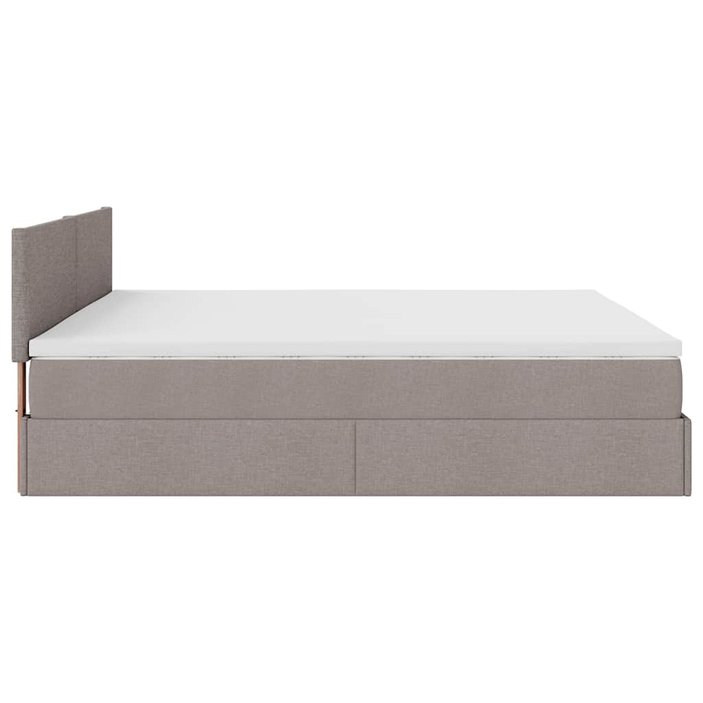 Ottoman-Bett mit Matratze Taupe 180x200 cm Stoff
