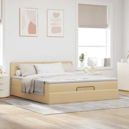 vidaXL Lit Ottoman avec matelas crème 180x200 cm Tissu