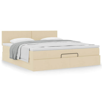 vidaXL Lit Ottoman avec matelas crème 180x200 cm Tissu