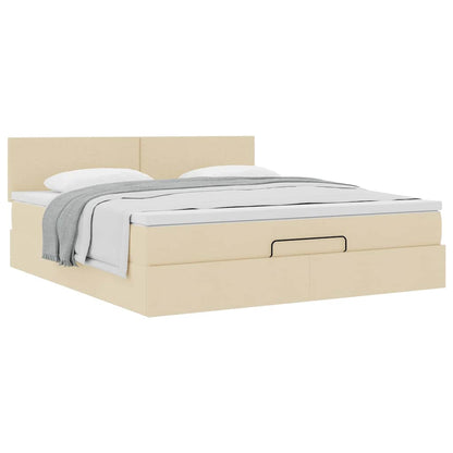 vidaXL Lit Ottoman avec matelas crème 180x200 cm Tissu