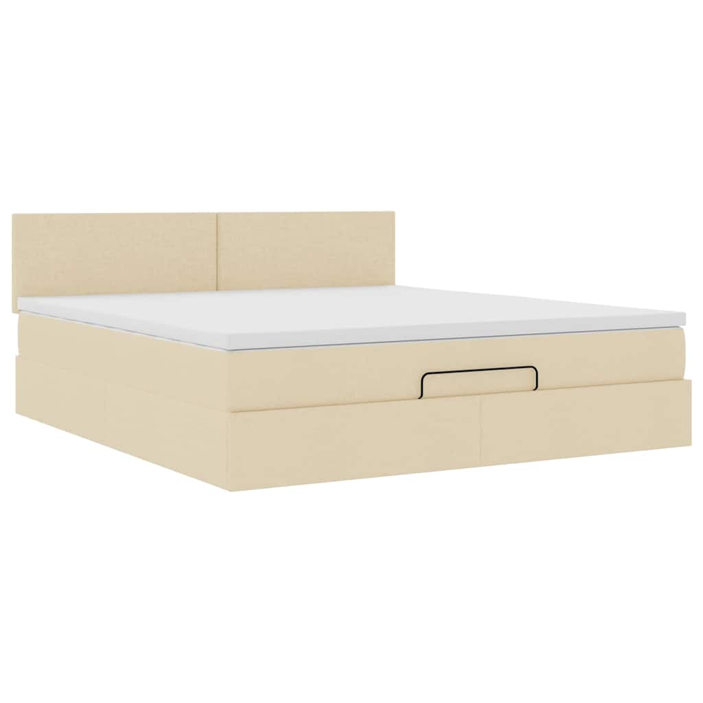 vidaXL Lit Ottoman avec matelas crème 180x200 cm Tissu