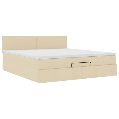 vidaXL Lit Ottoman avec matelas crème 180x200 cm Tissu