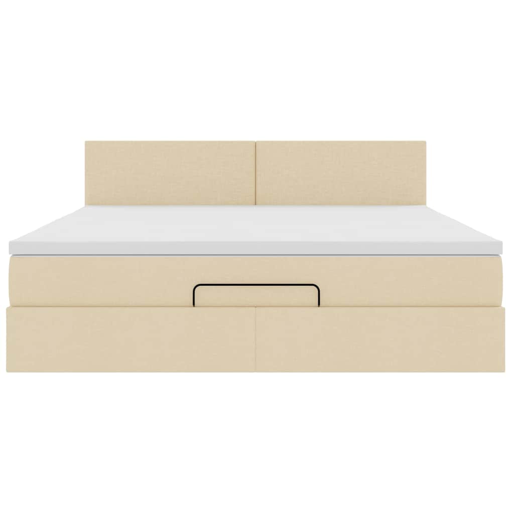 vidaXL Lit Ottoman avec matelas crème 180x200 cm Tissu