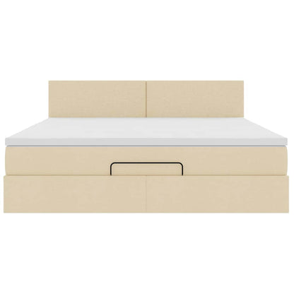 vidaXL Lit Ottoman avec matelas crème 180x200 cm Tissu