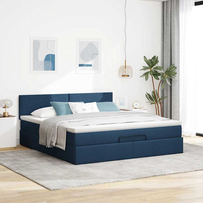 vidaXL Lit ottoman avec matelas Tissu bleu 180x200 cm