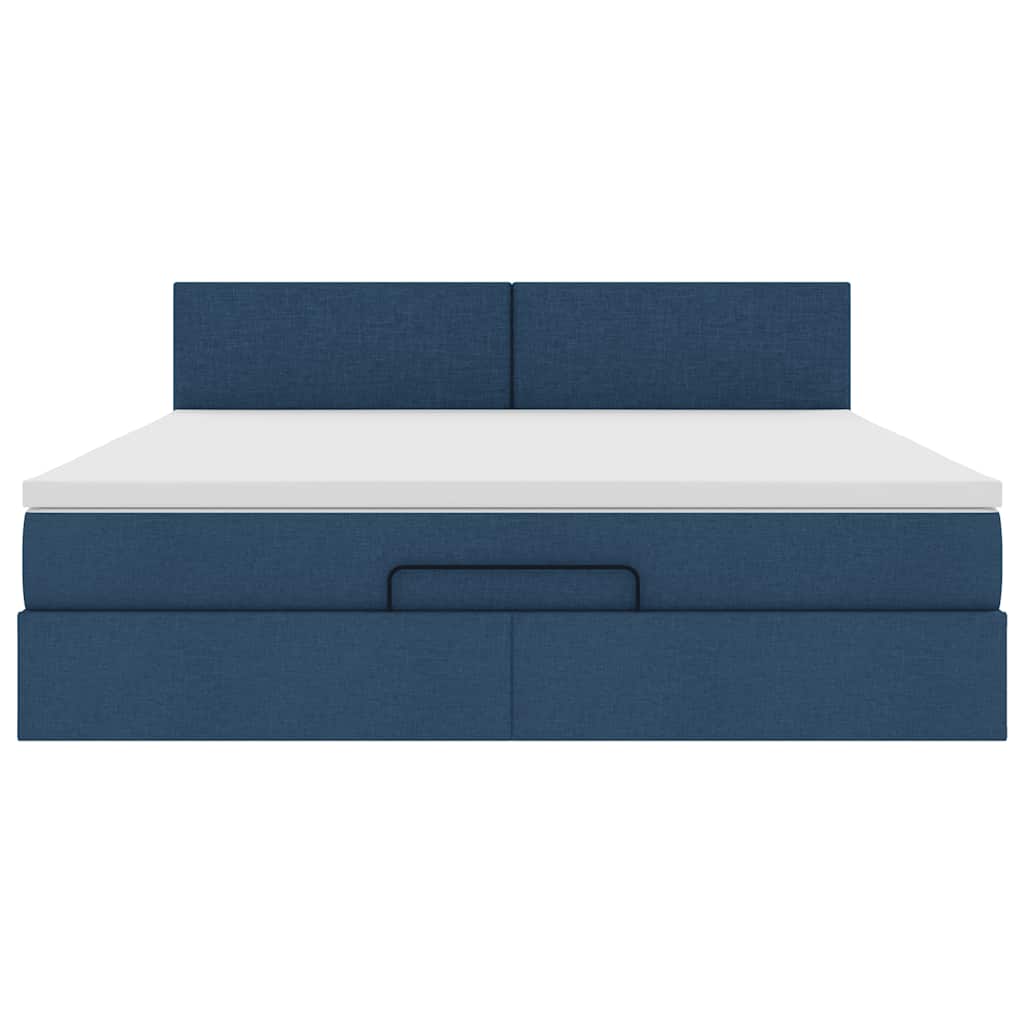 vidaXL Lit ottoman avec matelas Tissu bleu 180x200 cm