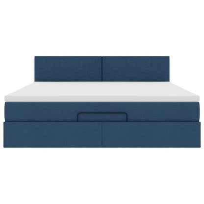 vidaXL Lit ottoman avec matelas Tissu bleu 180x200 cm