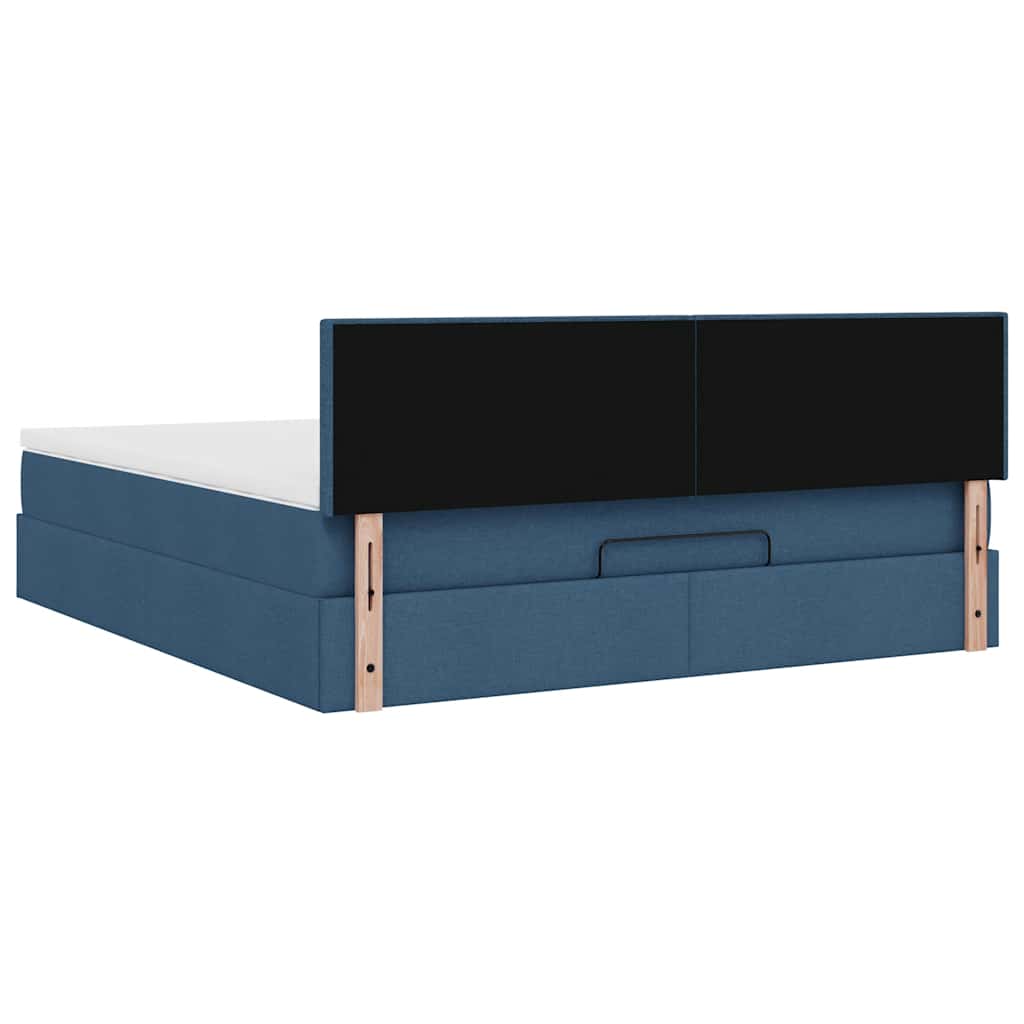vidaXL Lit ottoman avec matelas Tissu bleu 180x200 cm